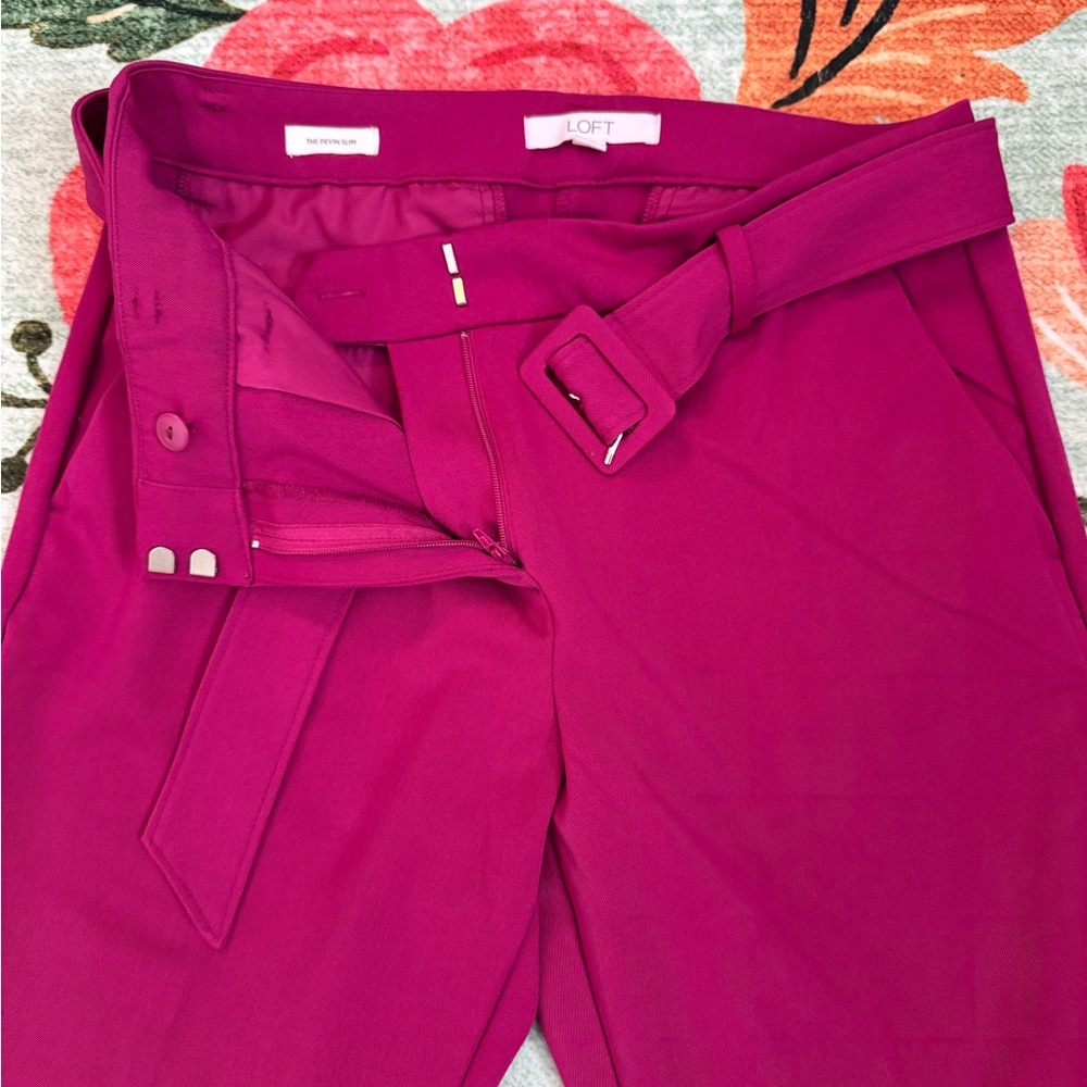 LOFT Petite Women's Pink Belted Pants